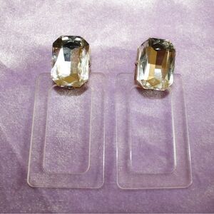 BAUBLEBAR LUCITE RHINESTONE MOD CHUNKY EARRINGS